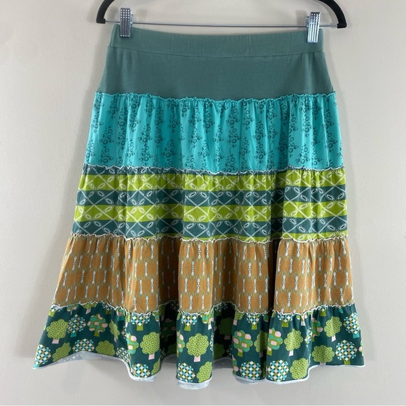 Matilda Jane Blue Boho Floral Midi A-Line Skirt with Tiered Design Sz S - Picture 2 of 10